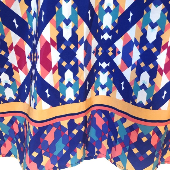 3/$10 Everly Blue White Geometric Pattern Colorful 3/4 Sleeve Blouse XS - Picture 6 of 8